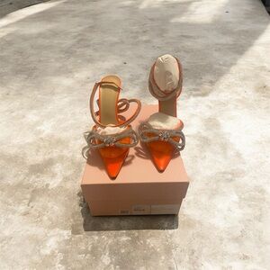 MACH & MACH Vibrant Orange and Silver Heels